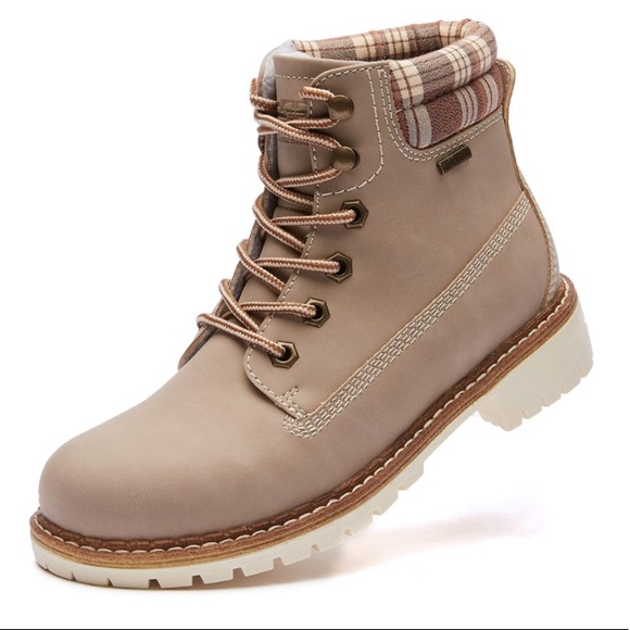 Waterproof Hiking Boots Anti-Slip Cute Boots Lace-up Casual Boots Taupe - Picture 1 of 6